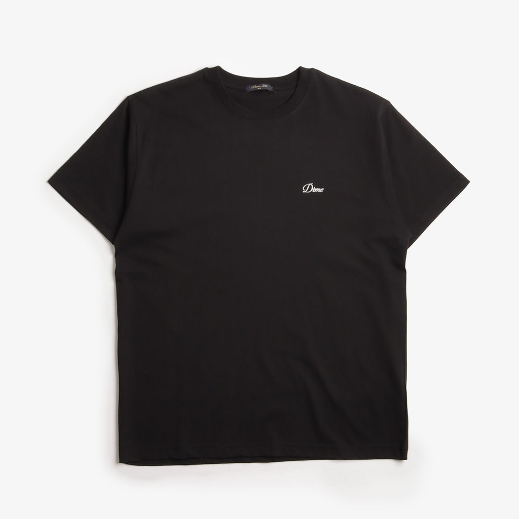 Dime Cursive Small Logo T-Shirt, Black, Detail Shot 1