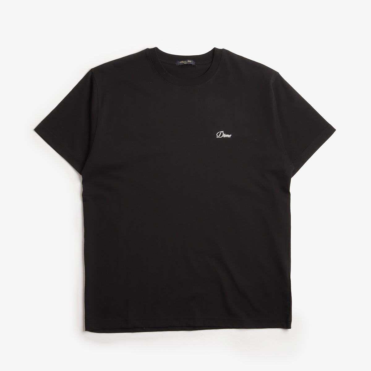 Dime Cursive Small Logo T-Shirt, Black, Detail Shot 1