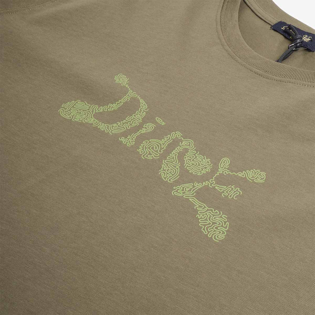 Dime fingerprint script chest print on ivy green cotton