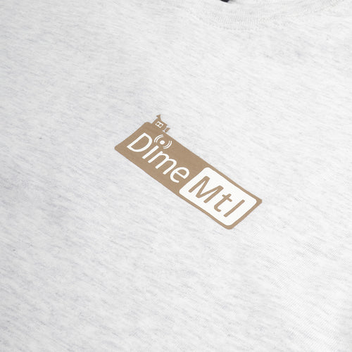 Dime Mtl box logo chest print on ash grey cotton