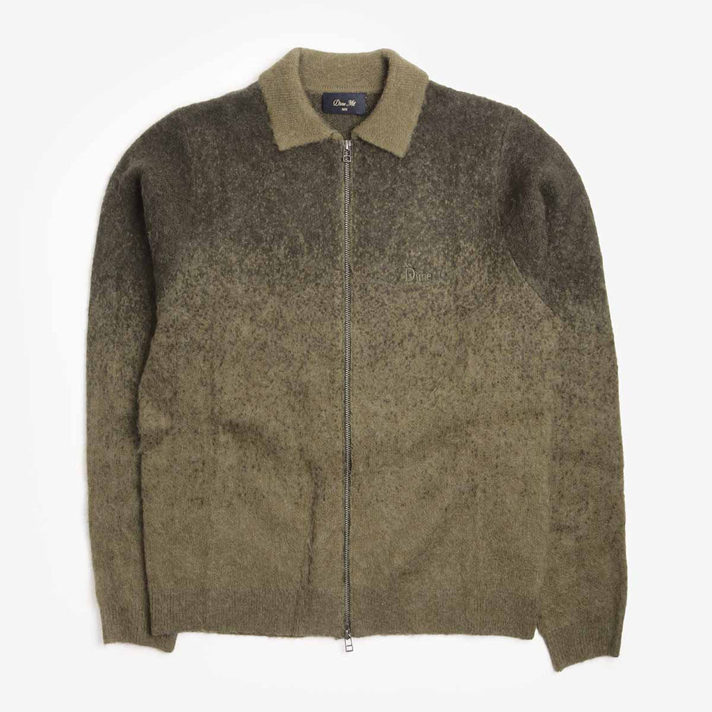 Dime Mohair Double Zip Knit in Forest Green, front view