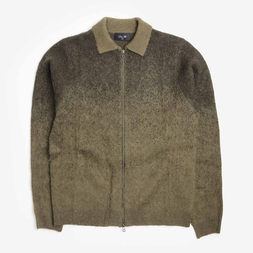 Dime Mohair Double Zip Knit in Forest Green, front view