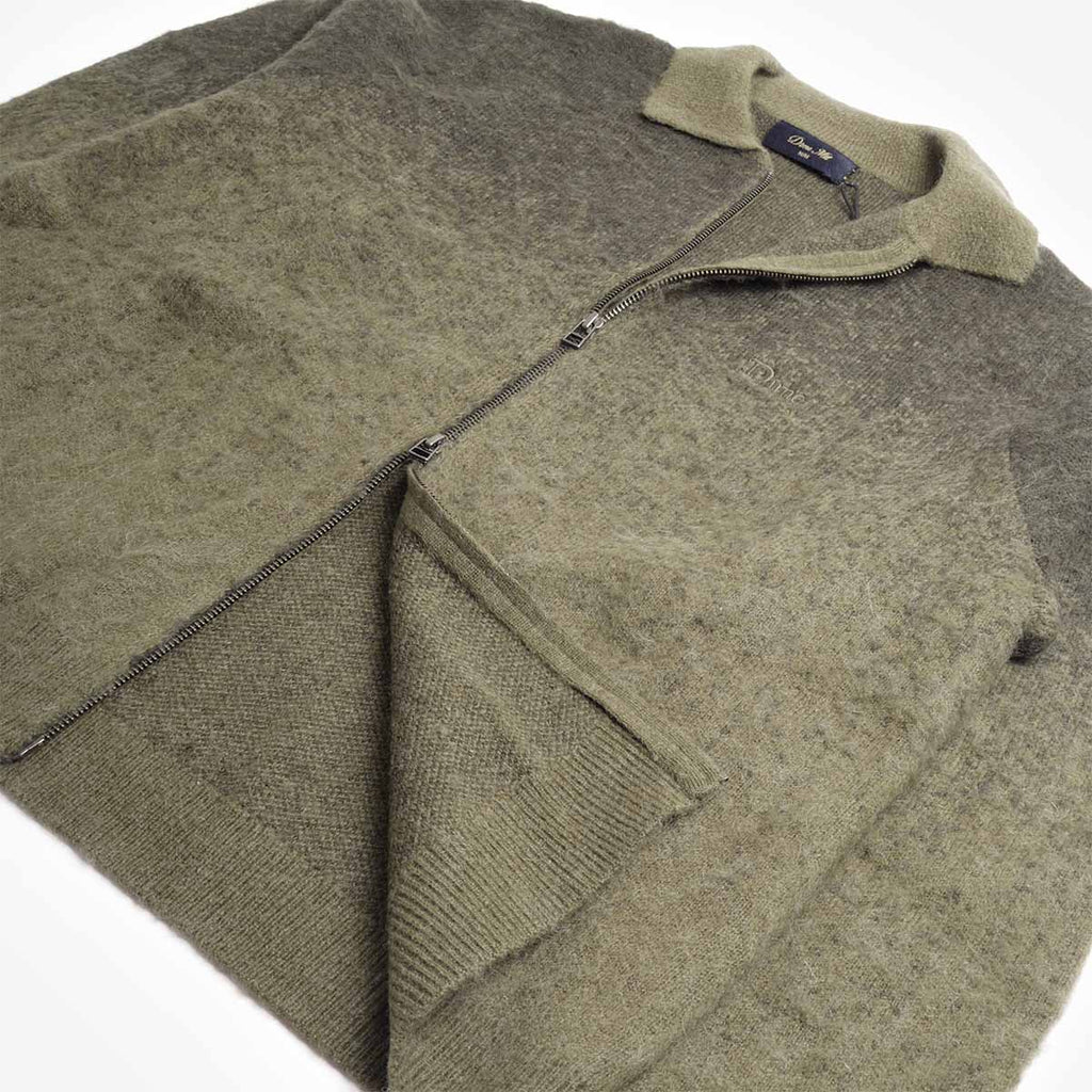 Two way double zip and knit collar, Dime mohair cardigan