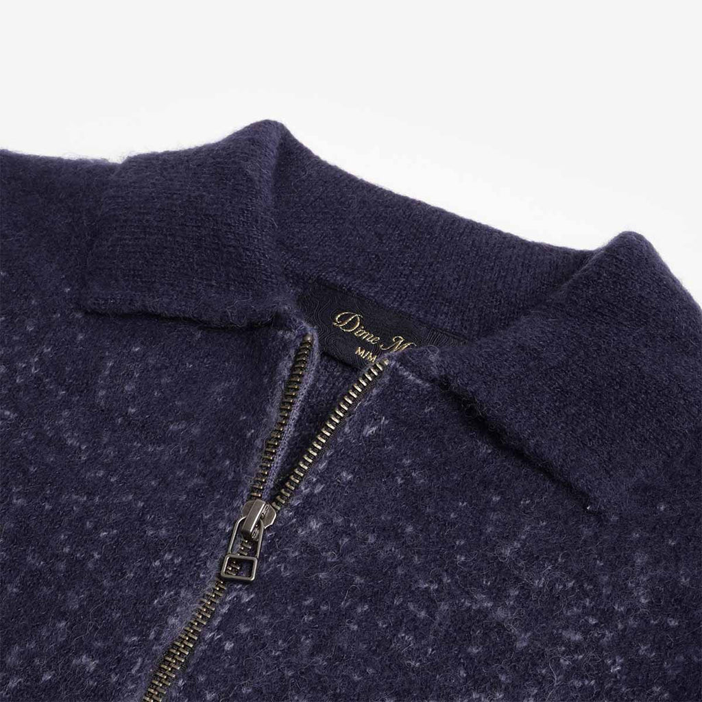 Dime Mohair Double Zip Knit, Midnight Blue, Detail Shot 2