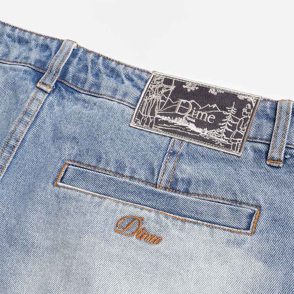 Dime Pleated Denim Shorts, Blue Washed, Detail Shot 2