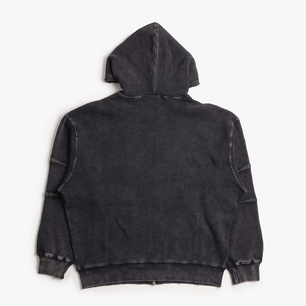 Dime Premium Waffle Zip Hoodie, Faded Black, Detail Shot 2