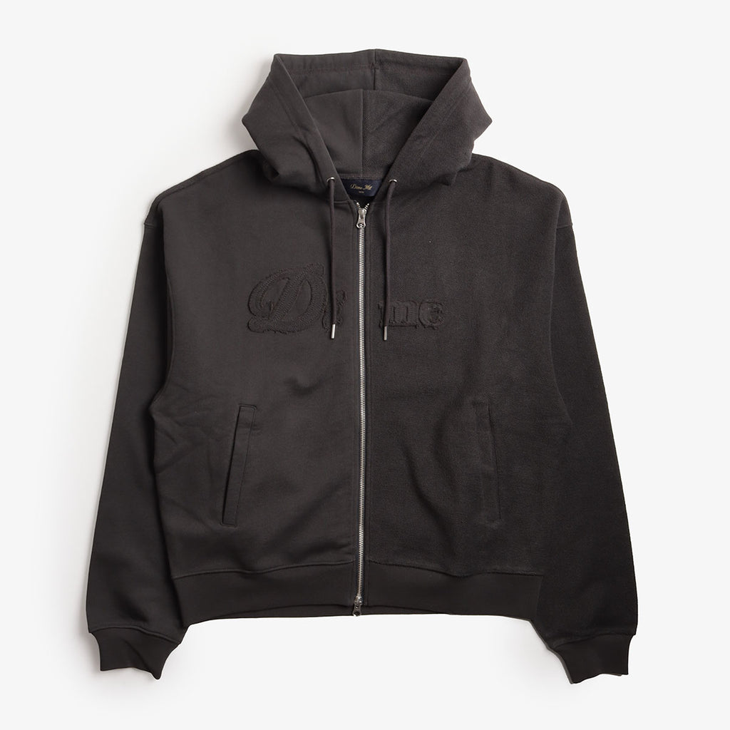 Dime Reverse French Terry Zip Hoodie, Vintage Black, Detail Shot 1