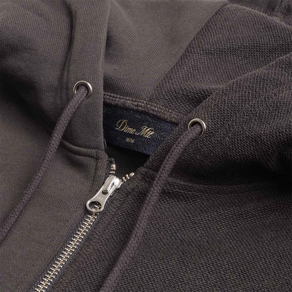 Dime Reverse French Terry Zip Hoodie, Vintage Black, Detail Shot 3