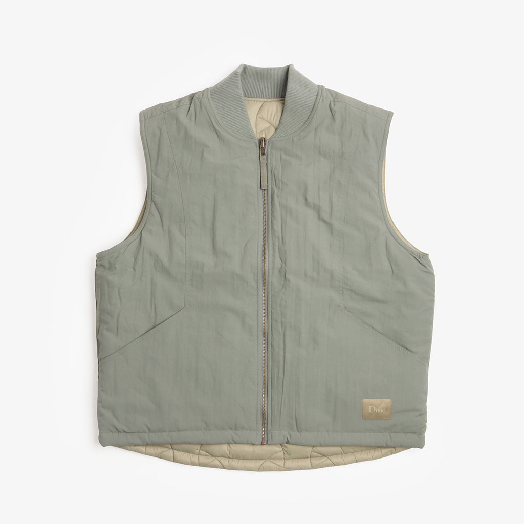 Dime Reversible Vest in Sage Green, front view