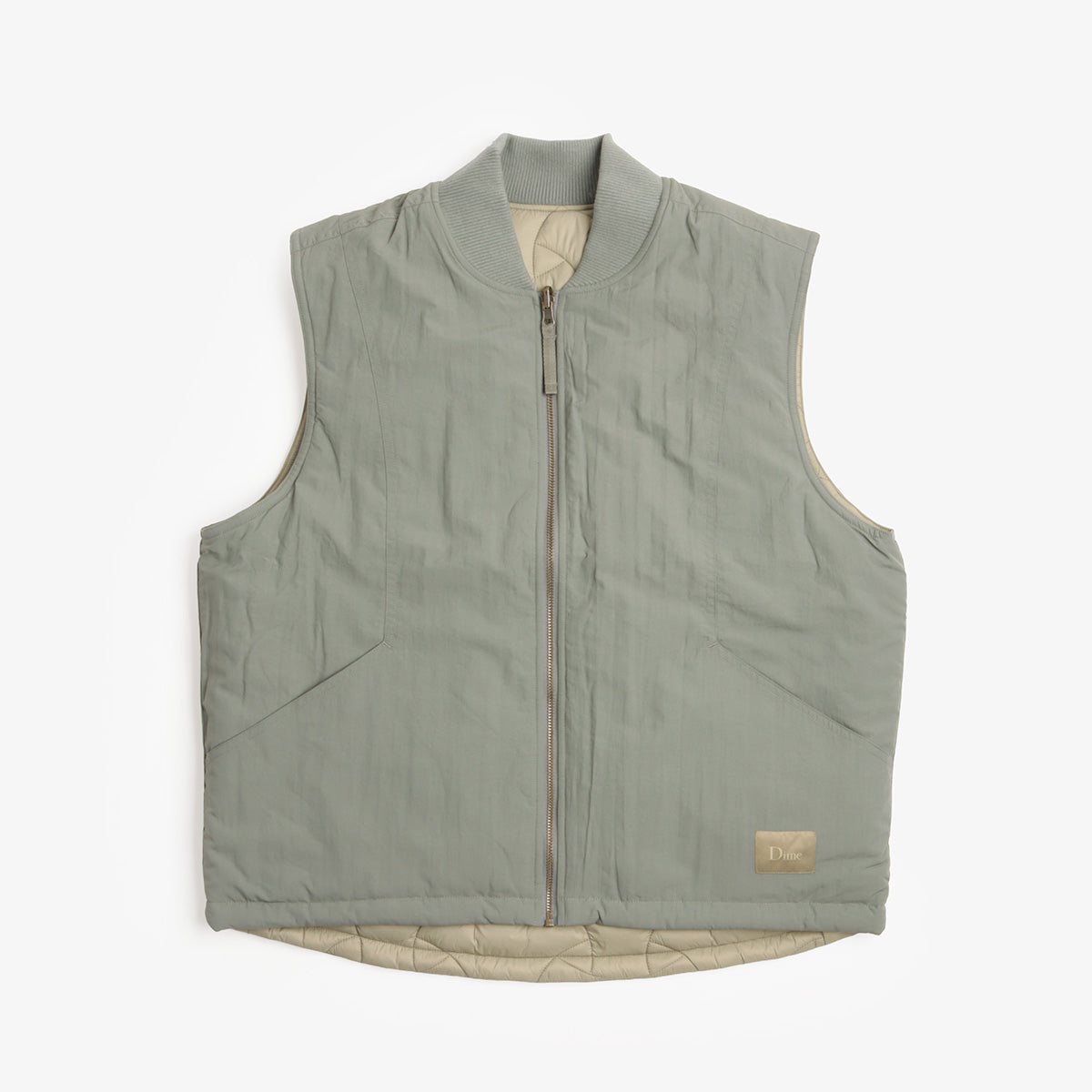 Dime Reversible Vest in Sage Green, front view