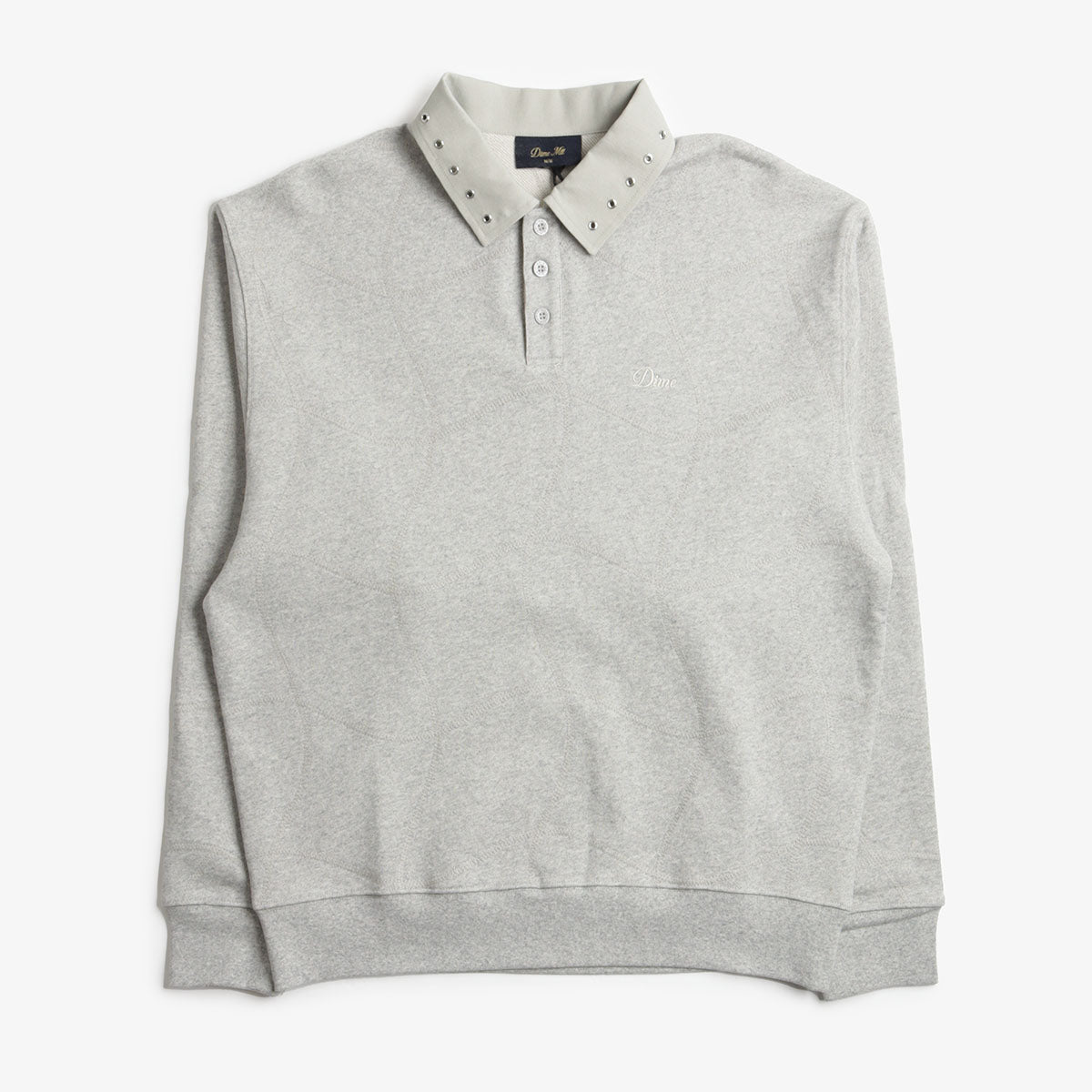 Dime Wave Rugby Polo Shirt, Heather Grey, Detail Shot 1