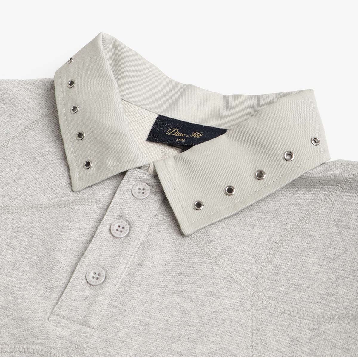 Dime Wave Rugby Polo Shirt, Heather Grey, Detail Shot 2