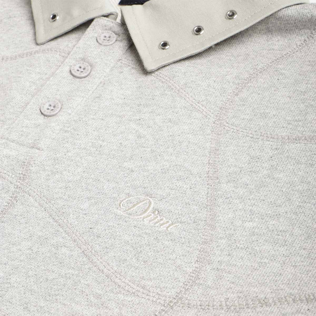 Dime Wave Rugby Polo Shirt, Heather Grey, Detail Shot 3