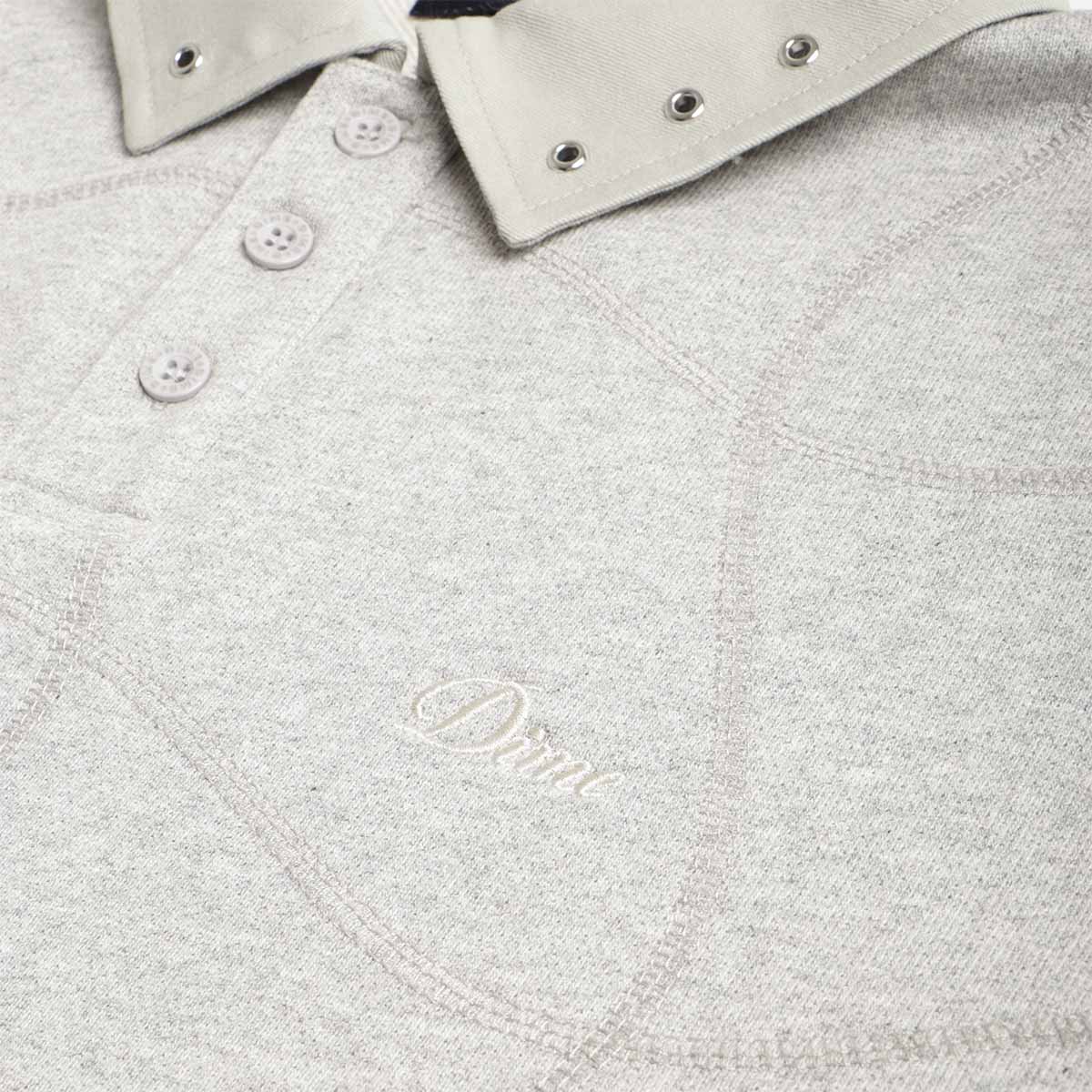 Dime Wave Rugby Polo Shirt, Heather Grey, Detail Shot 3