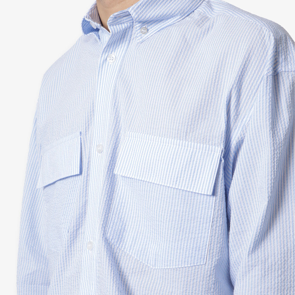 Dispatches Foreman Seersucker Shirt, Blue Stripes, Detail Shot 2