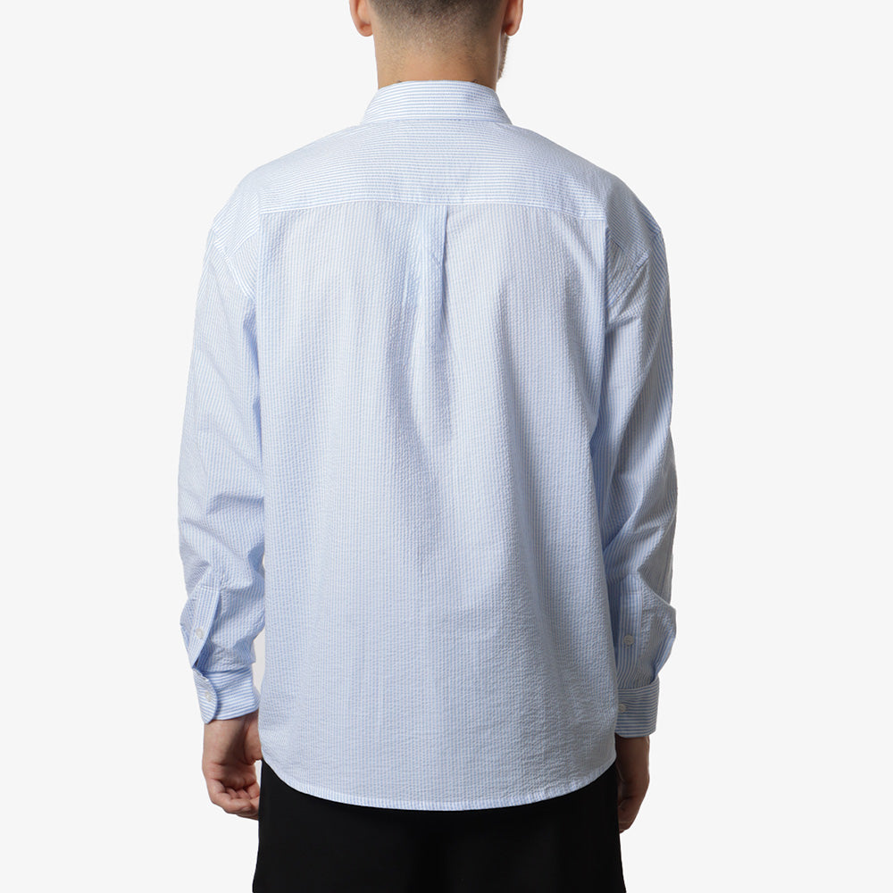 Dispatches Foreman Seersucker Shirt, Blue Stripes, Detail Shot 6