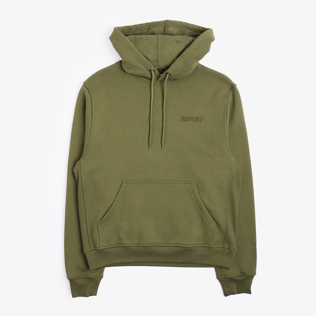 Dispatches Stock Logo Hoodie, Khaki, Detail Shot 3