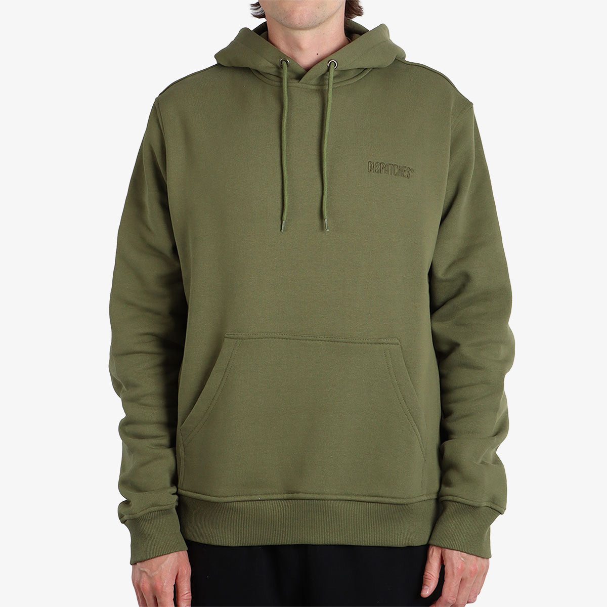 Dispatches Stock Logo Hoodie, Khaki, Detail Shot 1