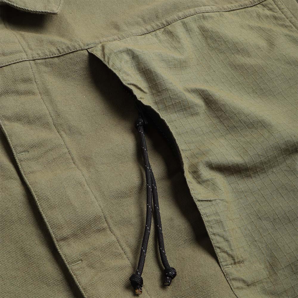 Earth\Studies MS-120 Shift Jacket, Olea, Detail Shot 2