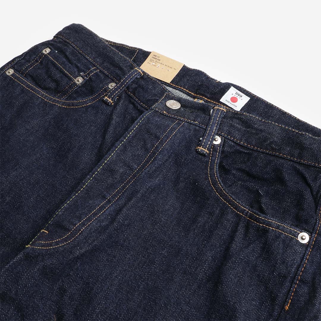 main Edwin Loose Fit Jeans, Blue - Rinsed, Detail Shot 3