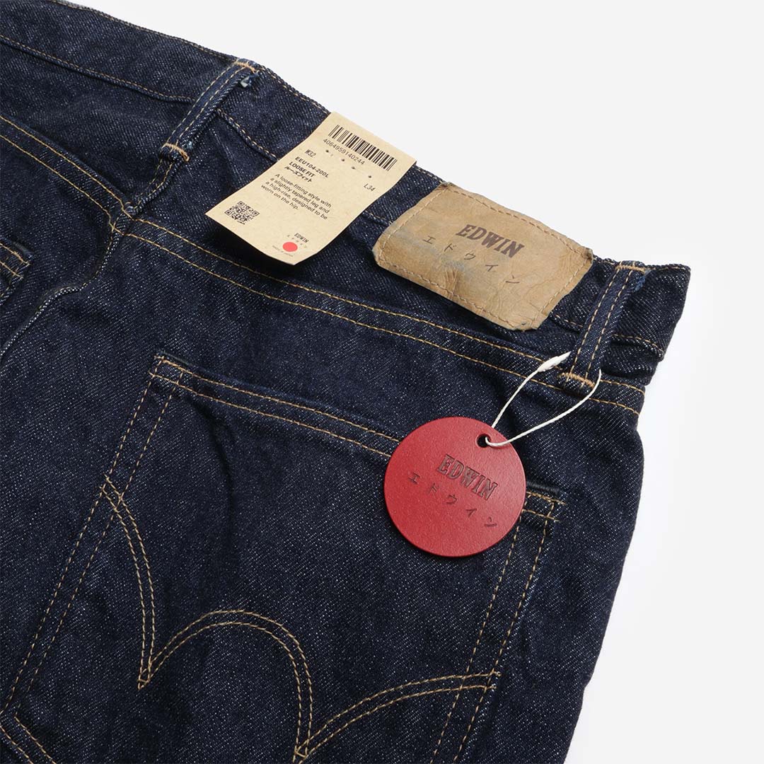 main Edwin Loose Fit Jeans, Blue - Rinsed, Detail Shot 5