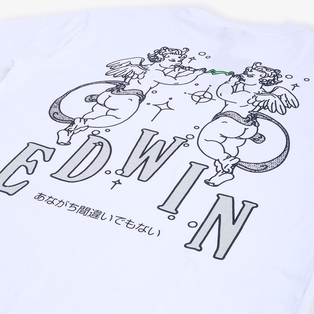 Edwin Angels T-Shirt, White - Garment Washed, Detail Shot 4