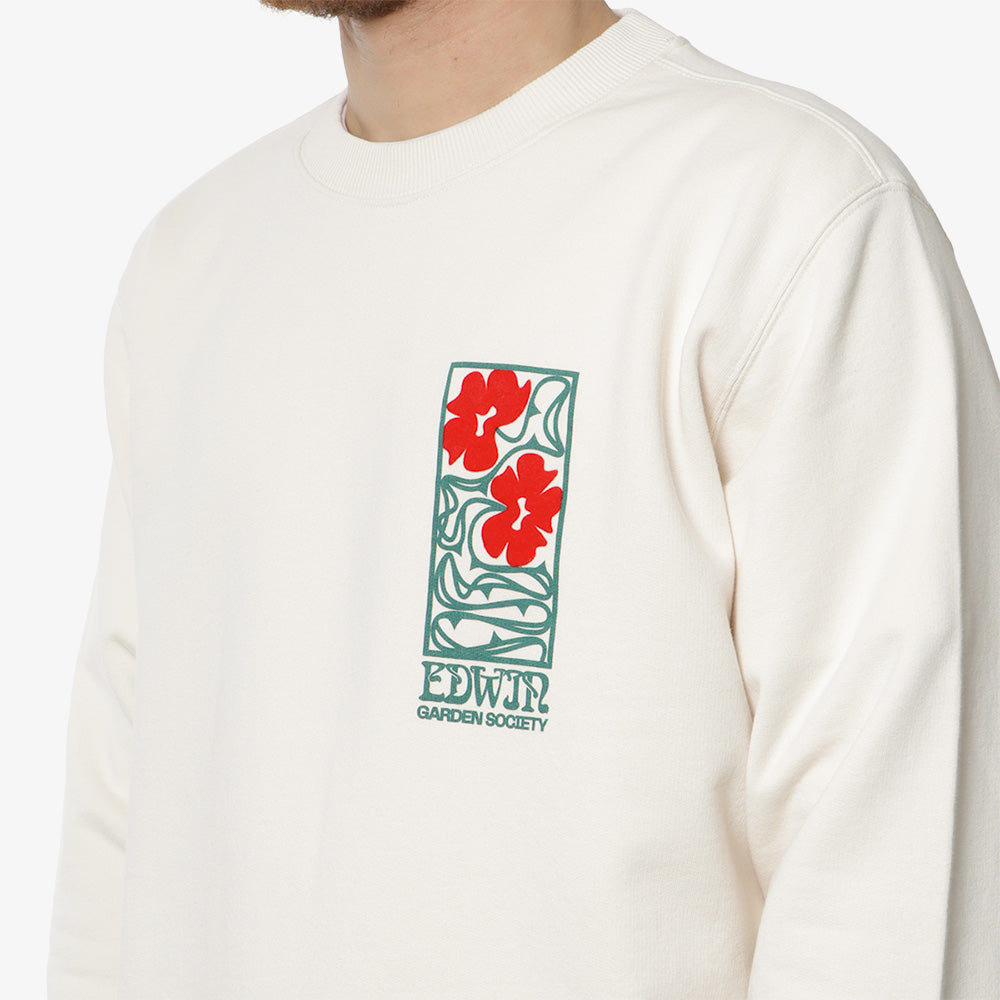 Edwin Garden Society Sweatshirt, Whisper White, Detail Shot 2