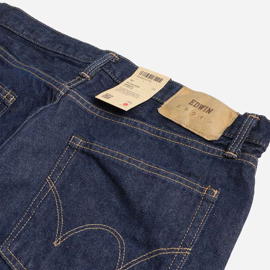 Edwin Loose Fit Kaihara Pure Indigo Openend 12.5oz Denim Jeans, Blue - Rinsed, Detail Shot 4