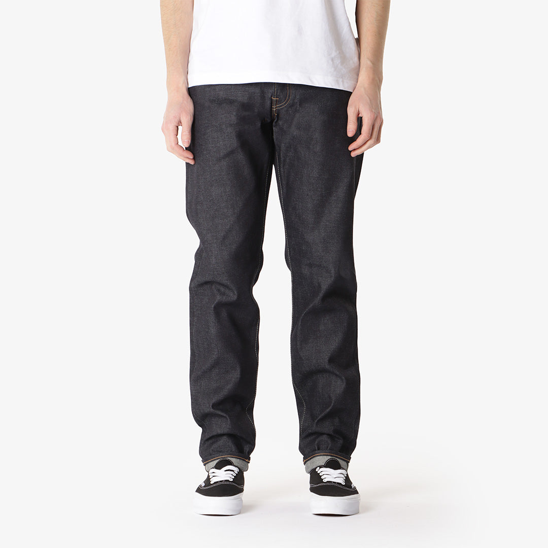 Edwin Regular Tapered Kaihara Dark Pure Indigo Rainbow Selvage 13.5oz Denim Jeans, Blue - Unwashed, Detail Shot 1