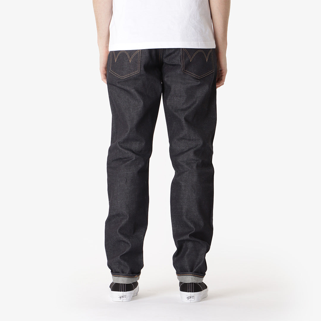Edwin Regular Tapered Kaihara Dark Pure Indigo Rainbow Selvage 13.5oz Denim Jeans, Blue - Unwashed, Detail Shot 2
