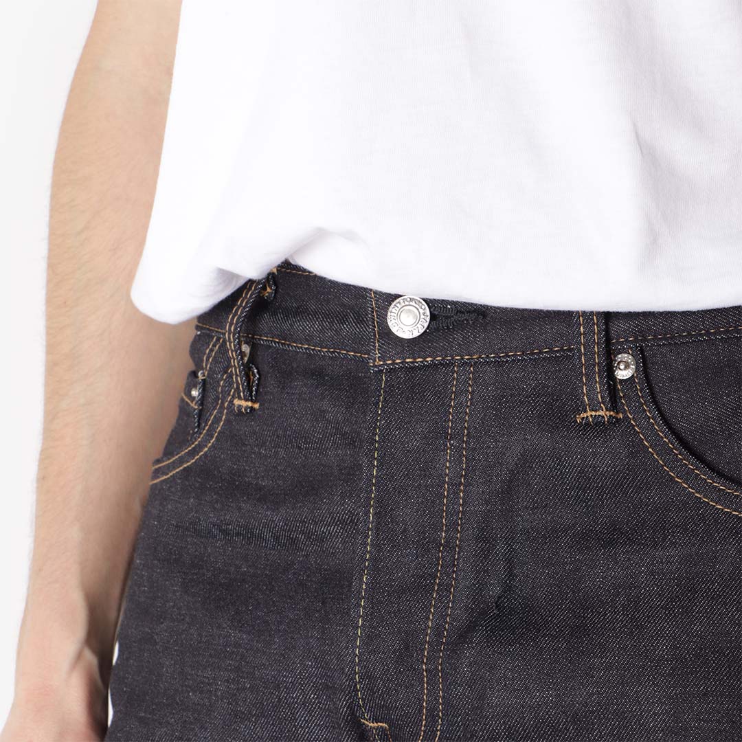 Edwin Regular Tapered Kaihara Dark Pure Indigo Rainbow Selvage 13.5oz Denim Jeans, Blue - Unwashed, Detail Shot 3
