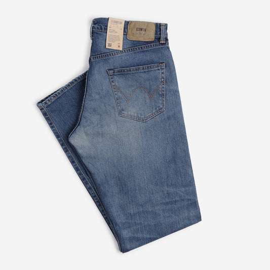 Edwin Regular Tapered Kaihara Pure Indigo Stretch 13oz Denim Jeans, Blue - Light Used, Detail Shot 1