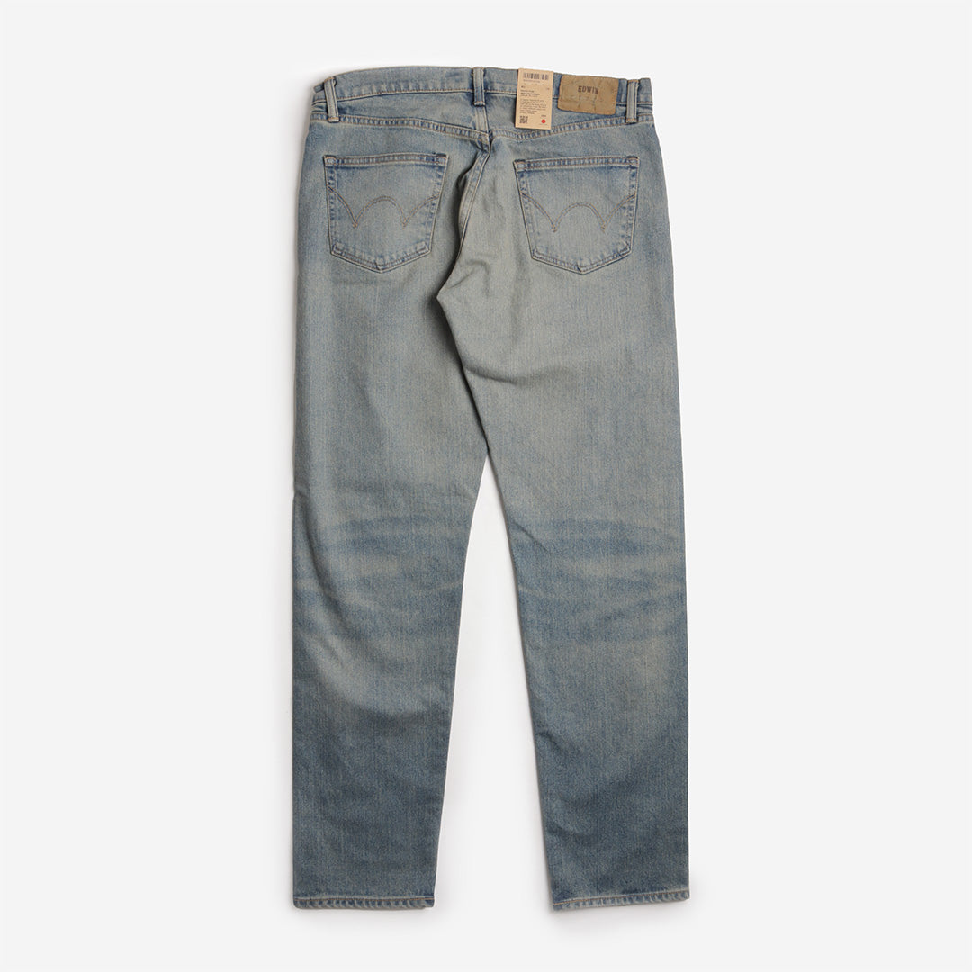 Edwin Regular Tapered Kaihara Pure Indigo Stretch Denim 13oz Jeans, Blue - Light Used, Detail Shot 2