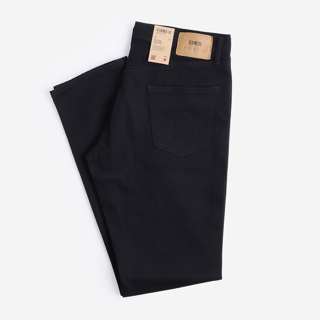 Edwin Slim Tapered Kaihara Black X Black Stretch Jeans, Black, Detail Shot 1