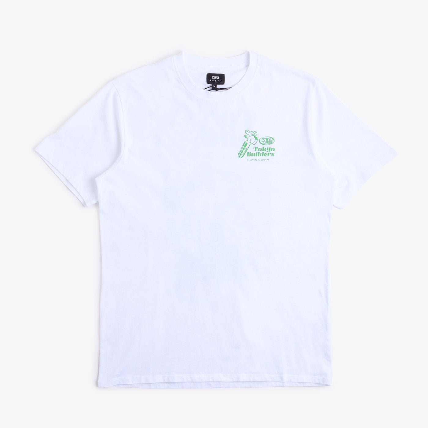 Edwin Tokyo Builders T-Shirt, White - Garment Washed, Detail Shot 2