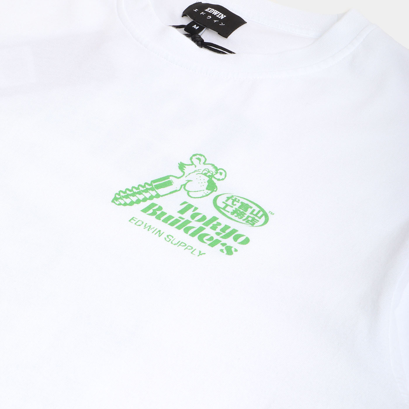 Edwin Tokyo Builders T-Shirt, White - Garment Washed, Detail Shot 3