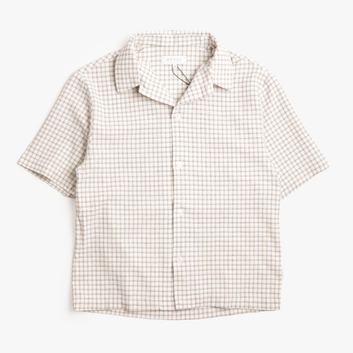 Edwin Zed Shirt, White Brown, Detail Shot 1