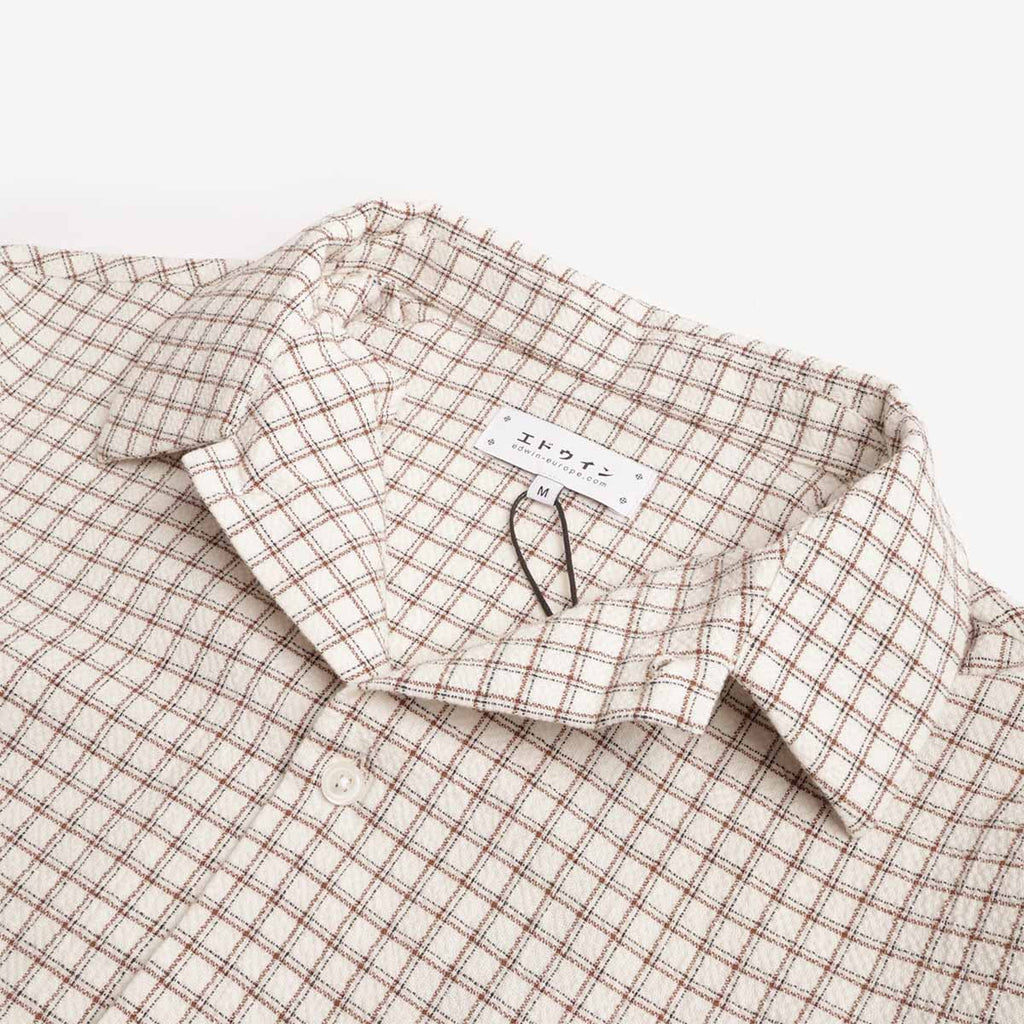 Edwin Zed Shirt, White Brown, Detail Shot 2