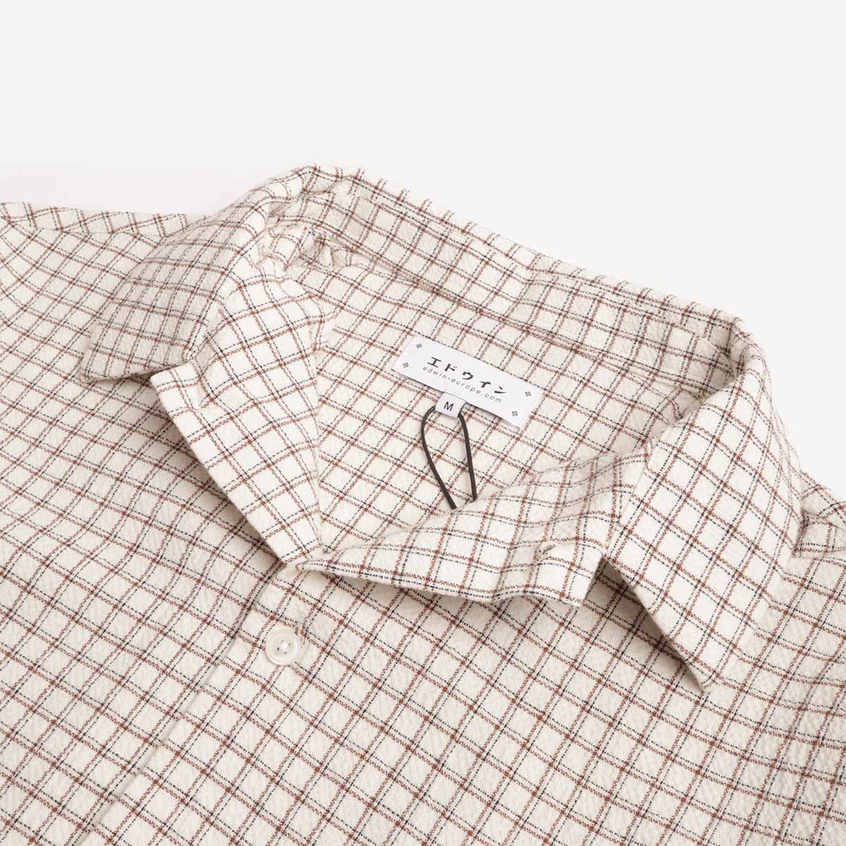 Edwin Zed Shirt, White Brown, Detail Shot 2