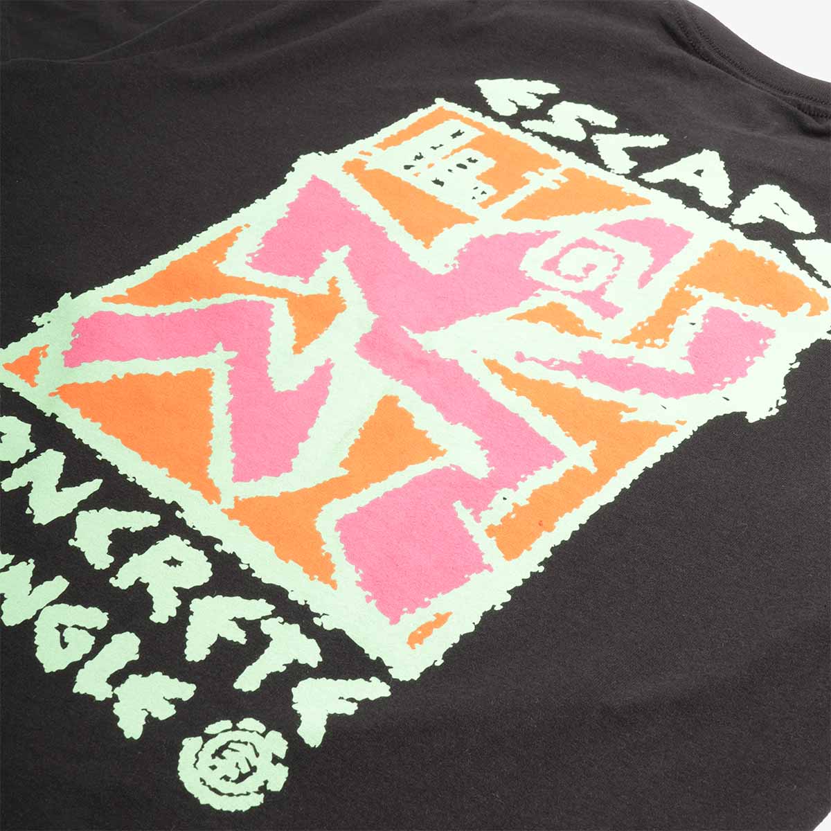 Pink and orange Escape Concrete Jungle graphic, back detail