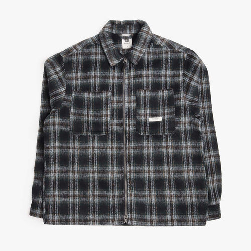 Element Fuzzy Check Overshirt in Dark Slate, front view
