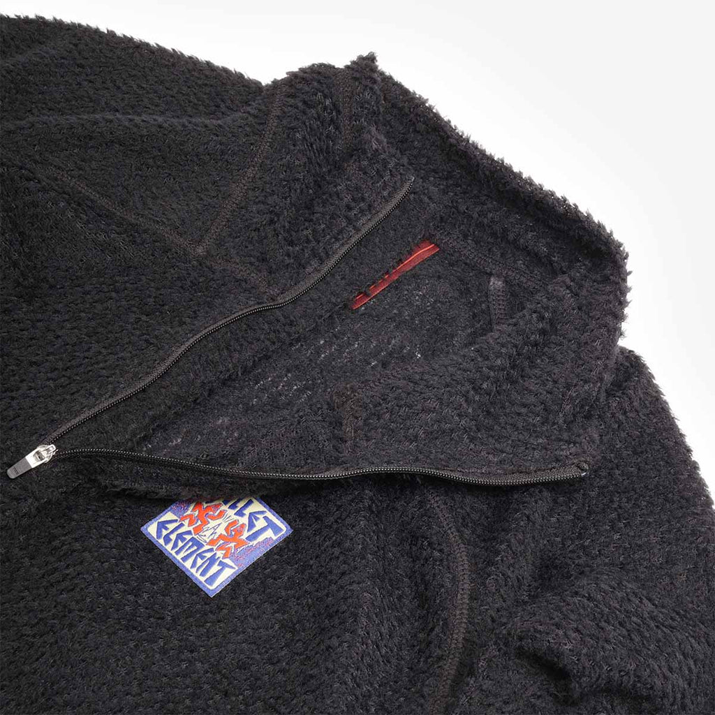 Quarter zip, collar and chest patch, black fleece