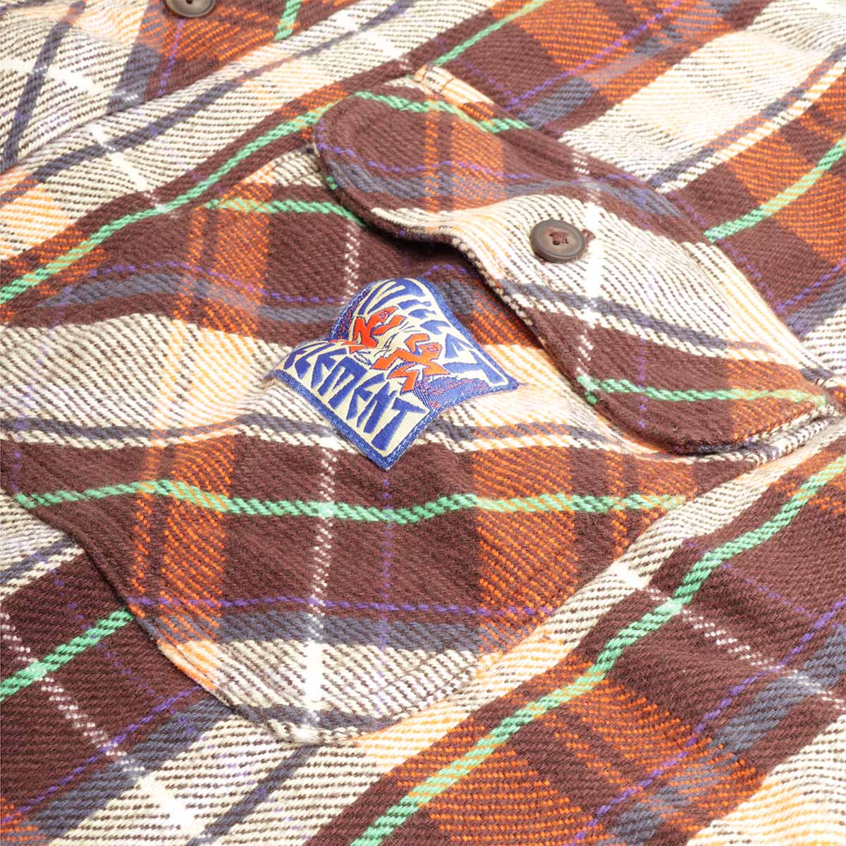Chest pocket and rubberised Element patch, rust flannel