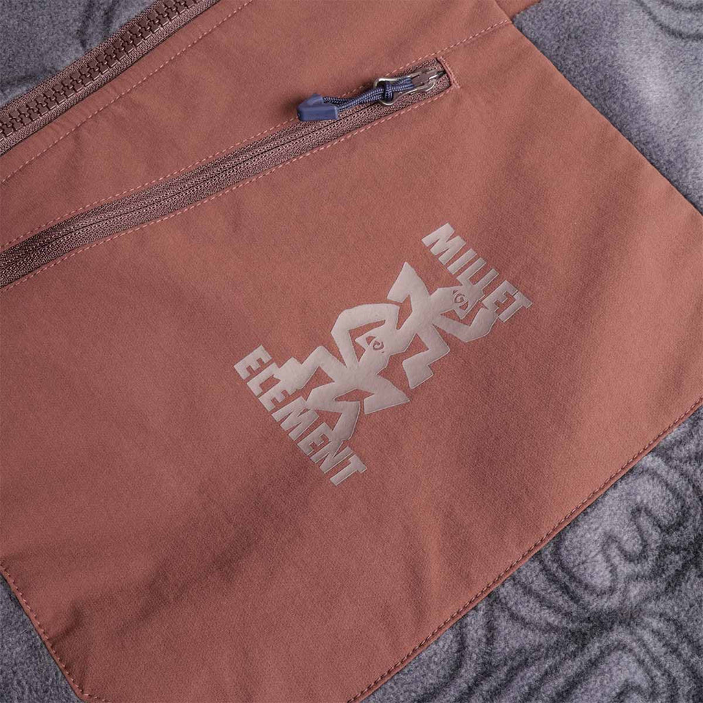 Zip chest pocket with Millet x Element print, MxE fleece