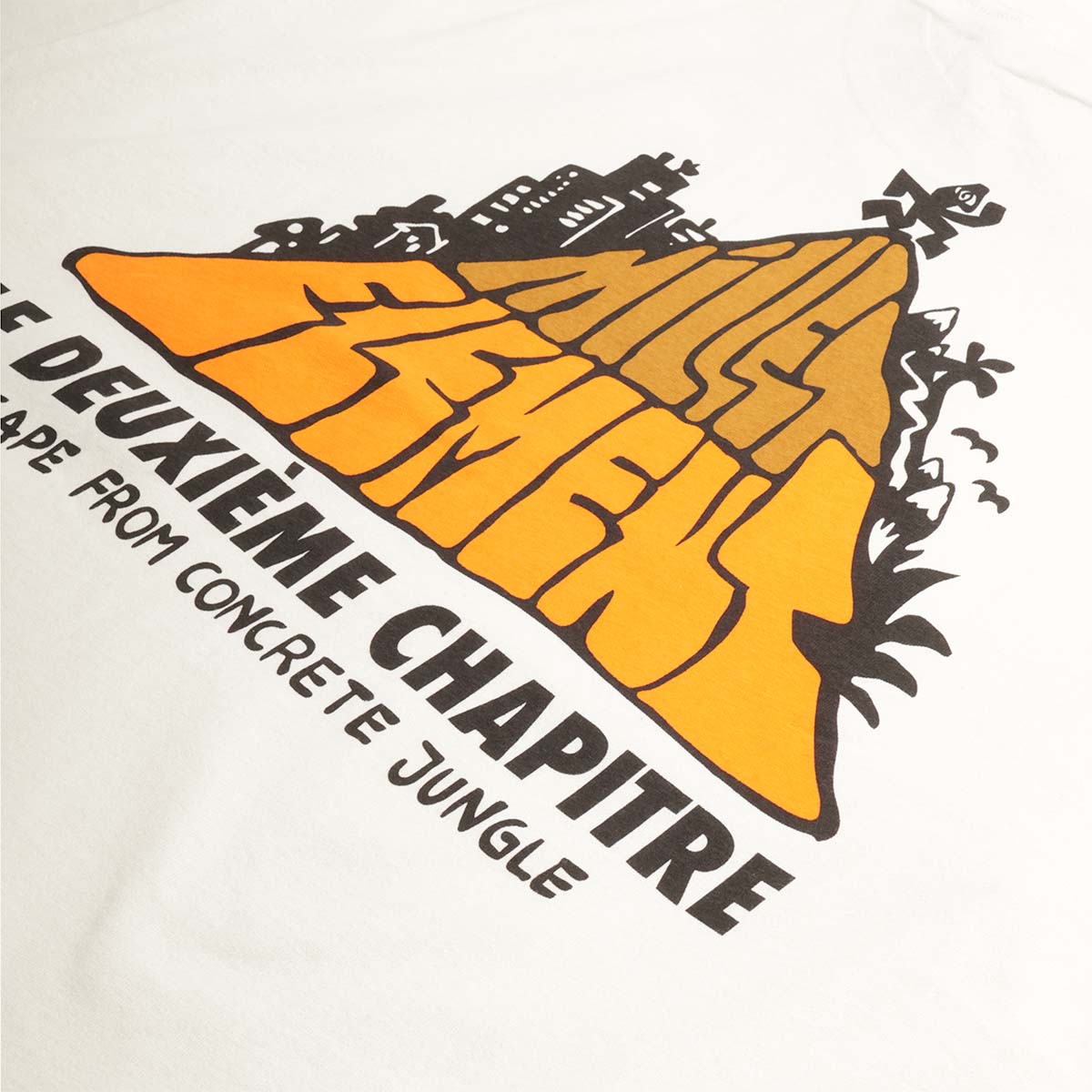 Orange pyramid Escape graphic, back print detail