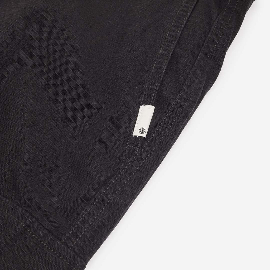 Woven Element label at hem cuff, off black cargo pant