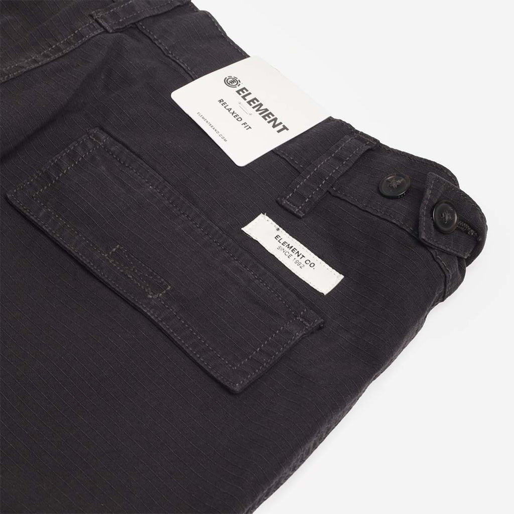 Back waistband and Element brand patch detail