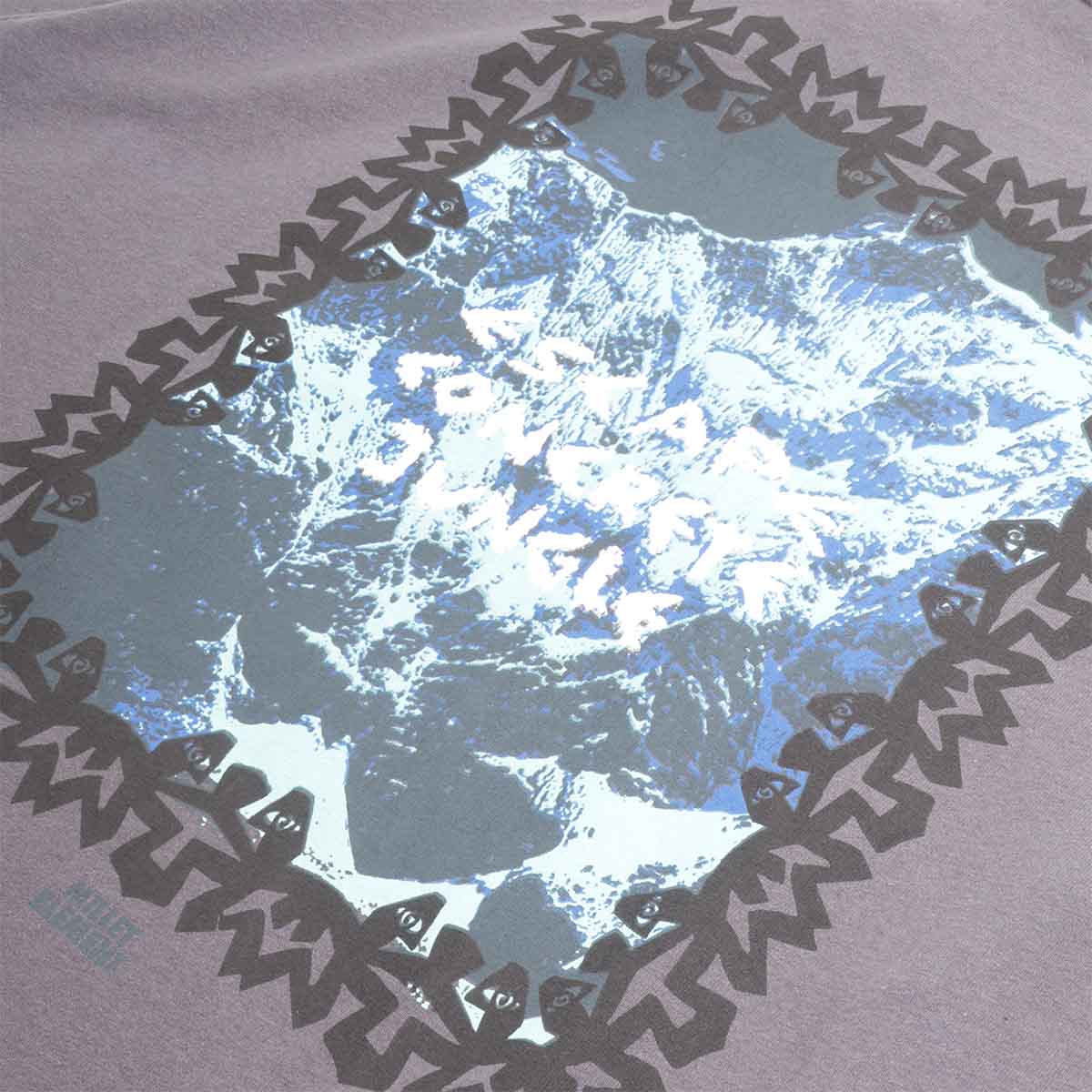 Blue mountain photo graphic, back print detail