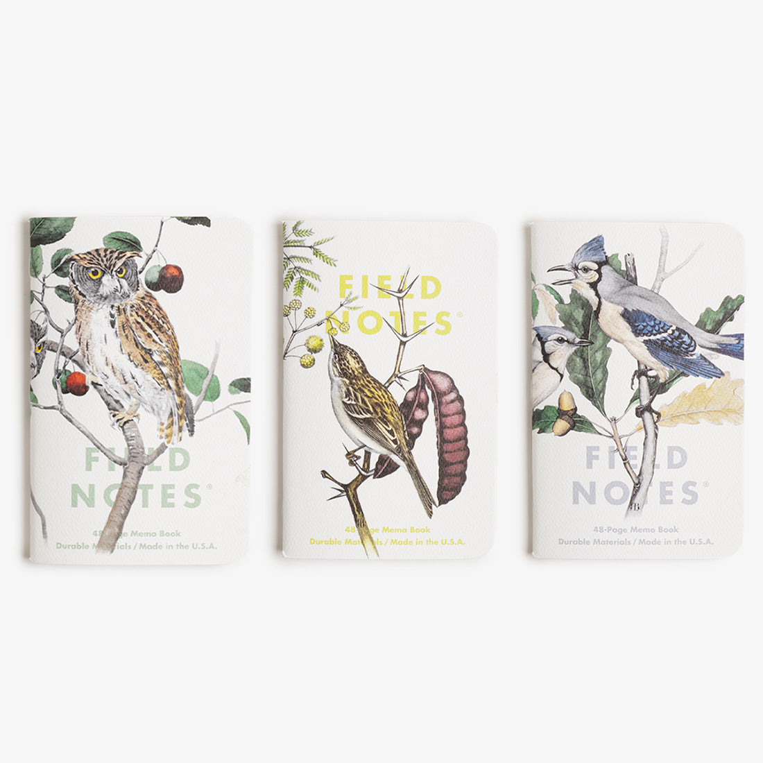 Field Notes Birds & Trees of North America Pack A: Screech Owl, Blue Jay, Brewer Sparrow 3-Pack Notebook, Birds & Trees of North America Pack A: Screech Owl, Blue Jay, Brewer Sparrow, Detail Shot 2