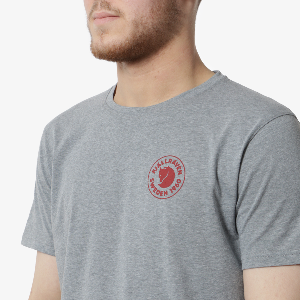 Fjallraven 1960 Logo T-Shirt, Grey Melange, Detail Shot 2